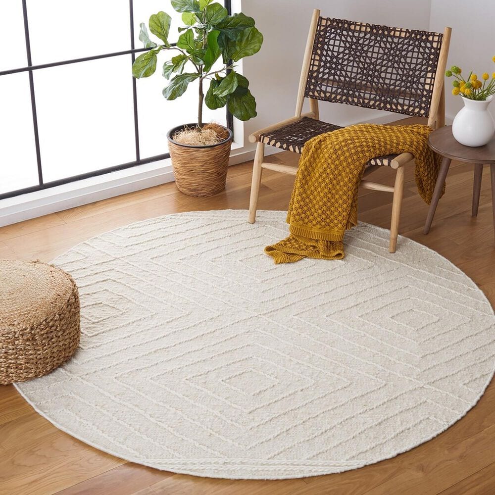 Safavieh Natura NAT333A 6&#39; Round Ivory and Black Area Rug, , large