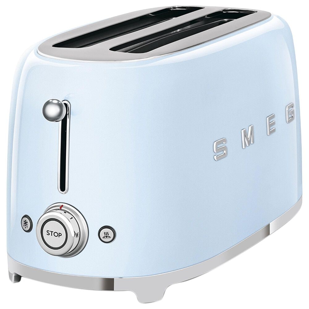 SMEG 4-Slice Retro Style Toaster in Pastel Blue and Stainless Steel, , large