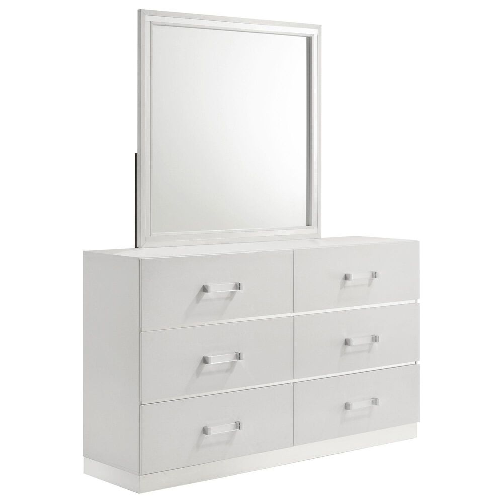 New Heritage Europa 6 Drawer Dresser and Mirror in White, , large