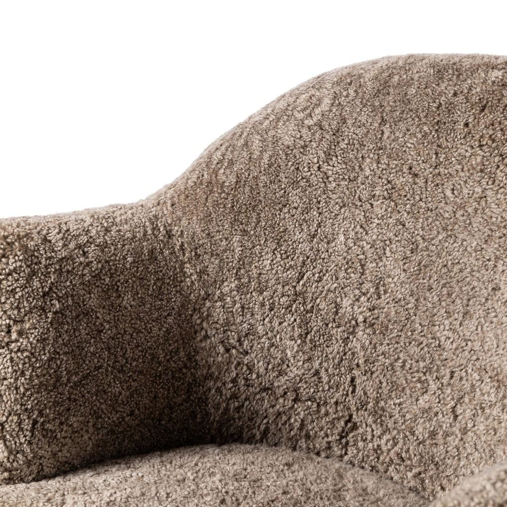 Four Hands Aurora Swivel Chair in Taupe Shearling, , large