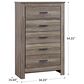 Ashley Zelen 5 Drawer Chest in Warm Gray, , large