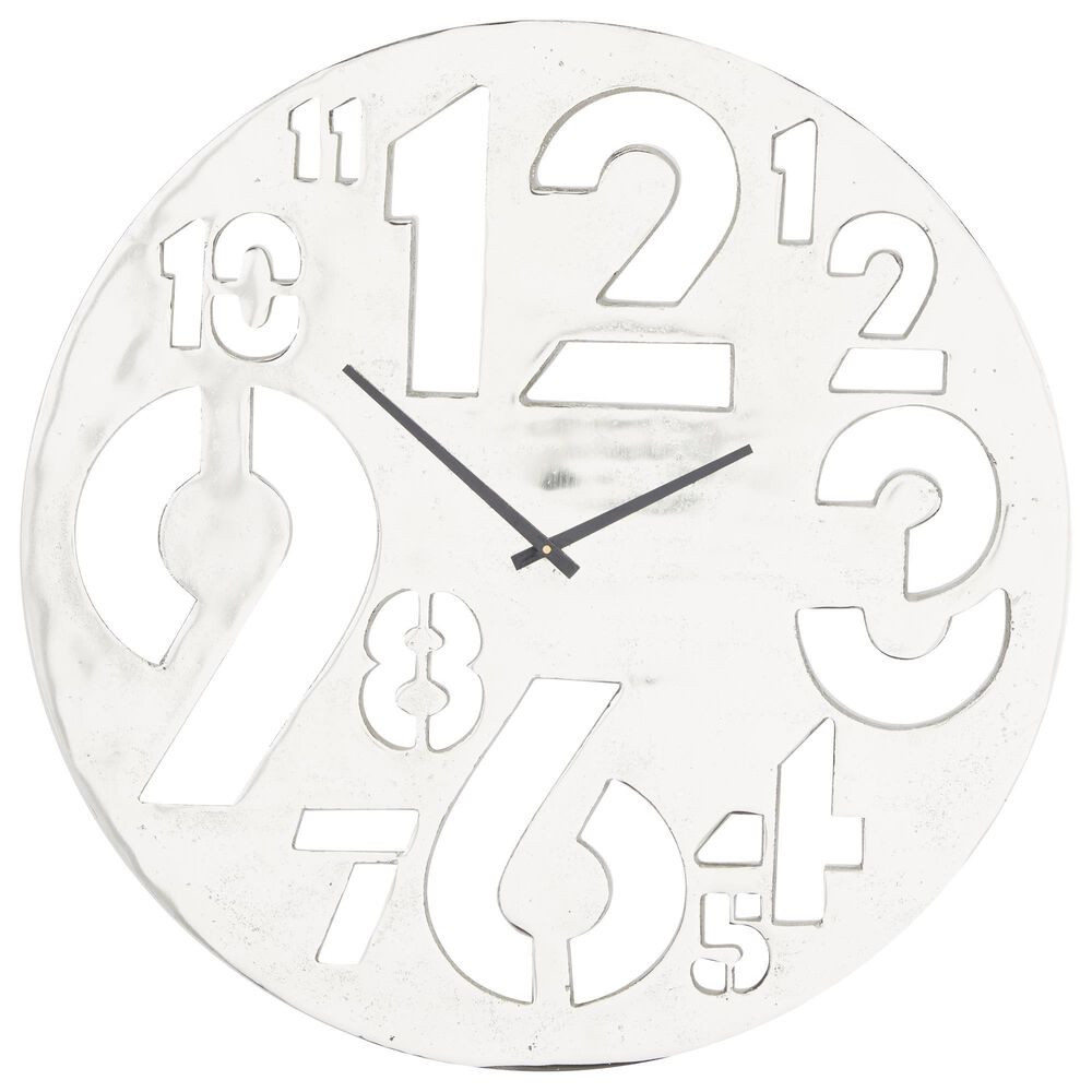 24" Round Wall Clock in Glossy Silver, , large