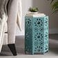 Hearth and Haven Eliana 12" Outdoor Hexagon Metal Side Table with Sunburst Cut Out Design in Teal, , large
