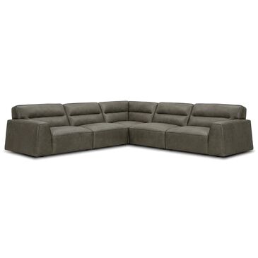 Interlochen 5-Piece Modular Leather Sectional in York Taupe, , large
