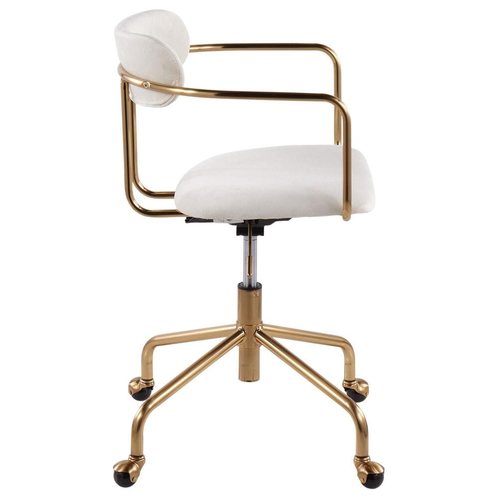 Lumisource Demi Task Chair with Cream Cushion in Gold, , large
