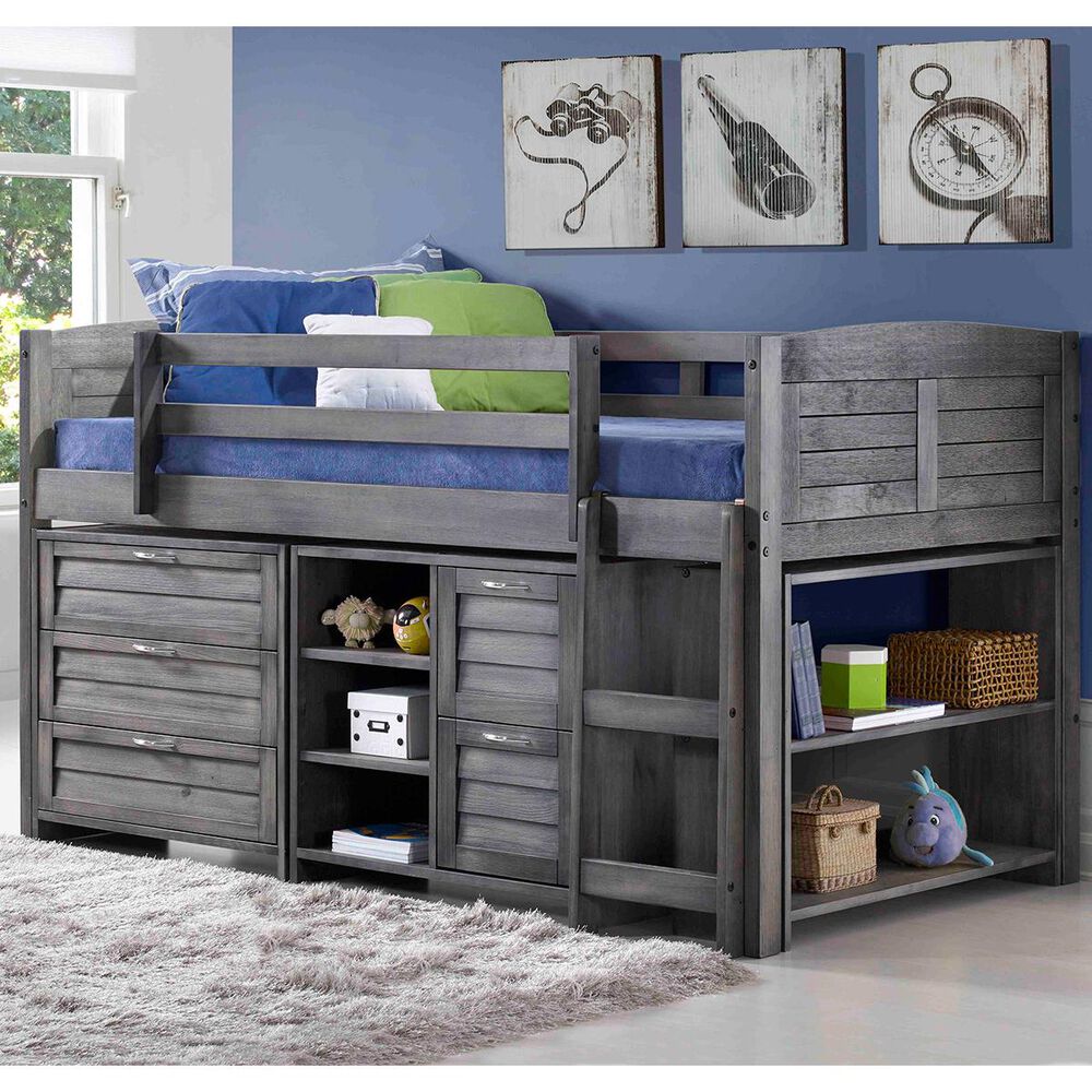 Little Dreamer Louver Loft Bed in Antique Gray, , large