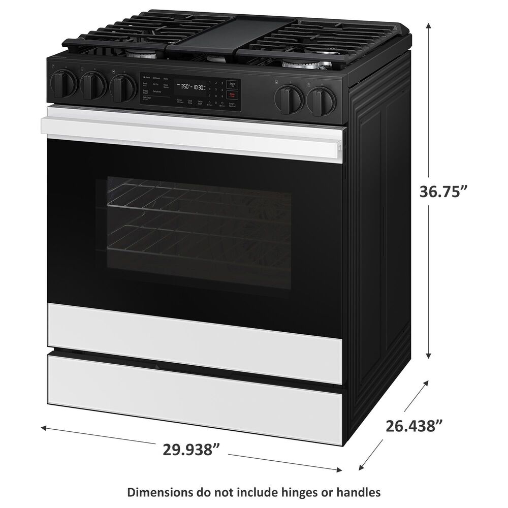Samsung Bespoke Bespoke 6.0 Cu. Ft. Smart Slide-In Gas Range with Auto Conversion and 17K BTU Power Burner in White Glass, , large