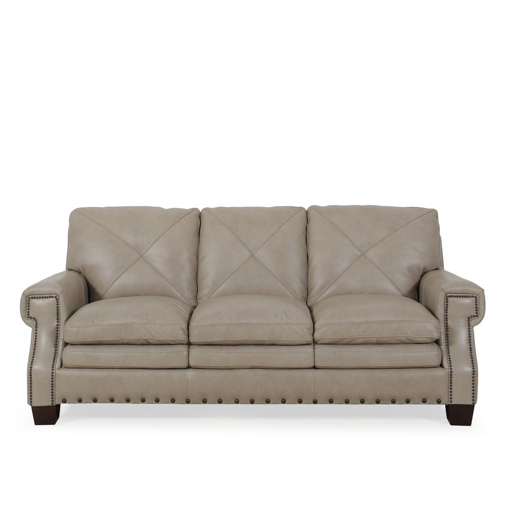 Superb Leather Leather Sofa in Juno Pebble, , large