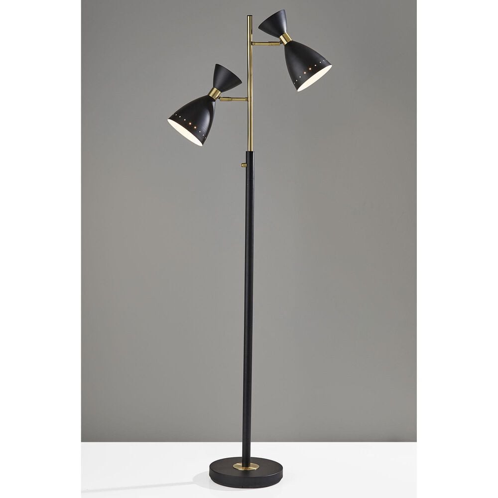 Adesso Oscar Tree Lamp in Black and Antique Brass, , large