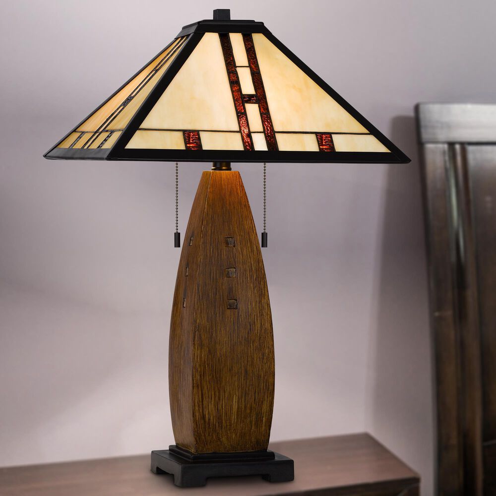 Cal Lighting Tiffany Table Lamp in Oak, , large