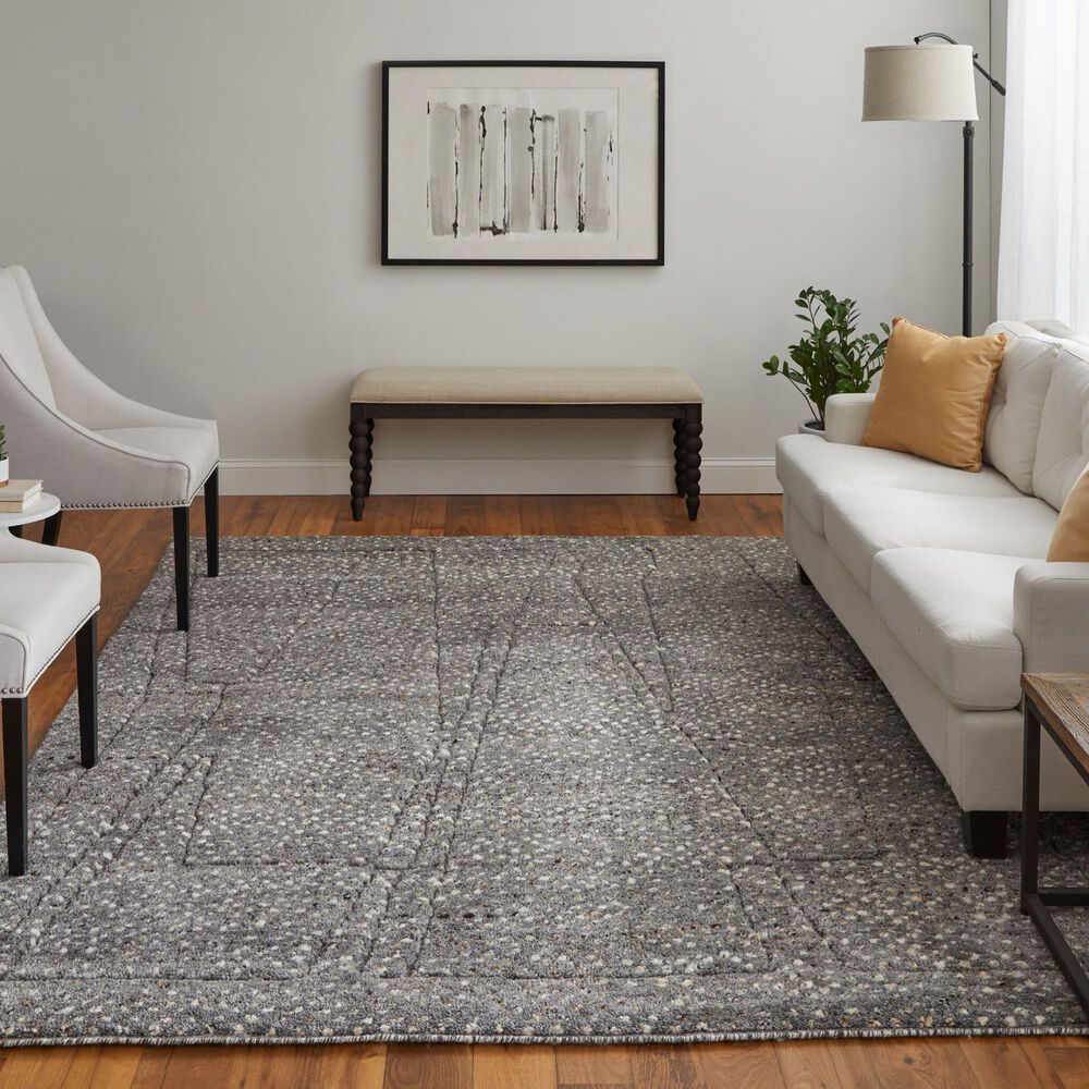 Feizy Dering 9&#39; x 12&#39; Charcoal Area Rug, , large