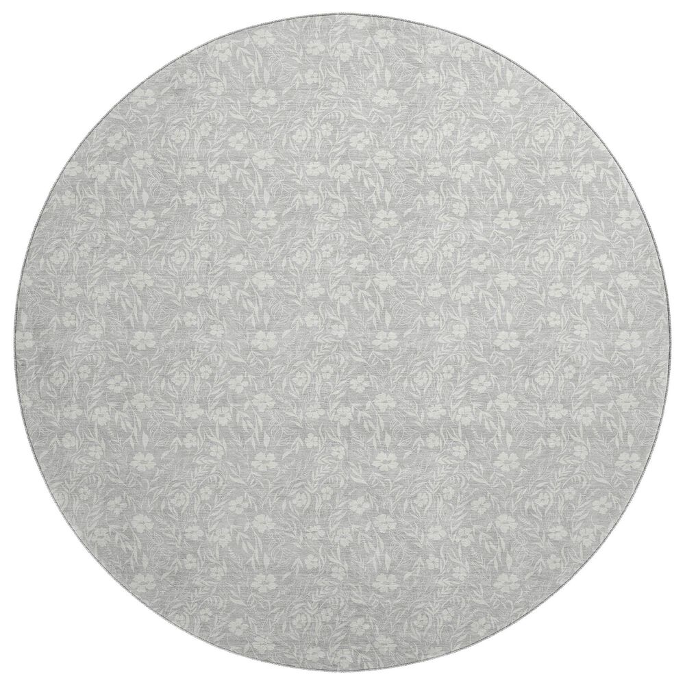 Dalyn Rug Company Soft Essentials Floral Silver 8" Round Indoor/Outdoor Area Rug, , large