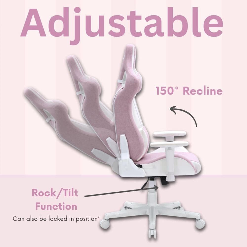 Rta Products Llc Pastel Gaming Chair in Pink and White, , large
