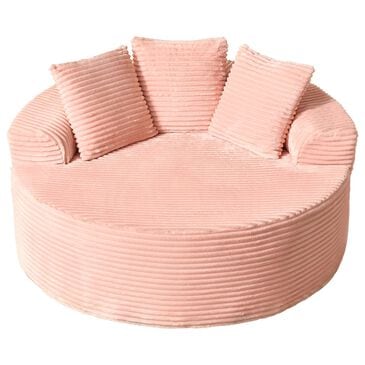 HOMLUX 59" Plush Corduroy Round Chair in Pink, , large