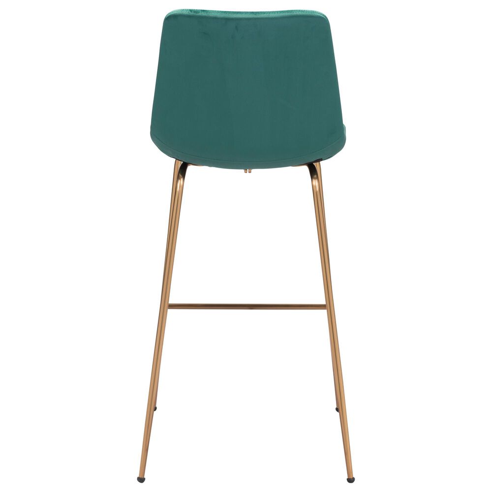 Zuo Modern Tony Bar Stool in Green and Gold, , large