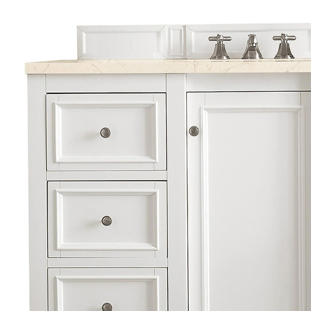 James Martin Vanities De Soto 48&quot; Single Bathroom Vanity in Bright White with 3 cm Eternal Marfil Quartz Top and Rectangular Sink, , large