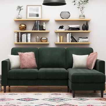 Dorel Asia Strummer 2-Piece Reversible Sectional Sofa with Chaise in Green Velvet, , large