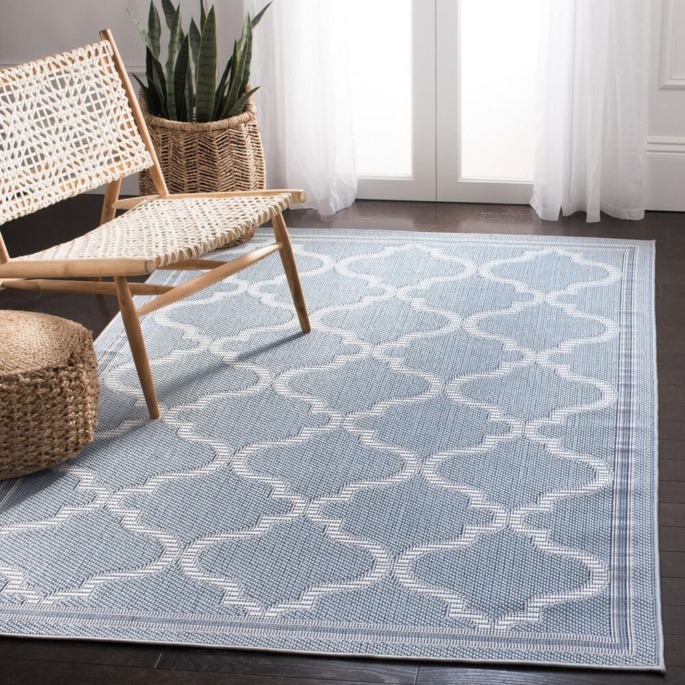 Safavieh Bermuda BMU810M 5&#39;3&quot; x 7&#39;6&quot; Light Blue and Ivory Indoor/Outdoor Area Performance Rug, , large