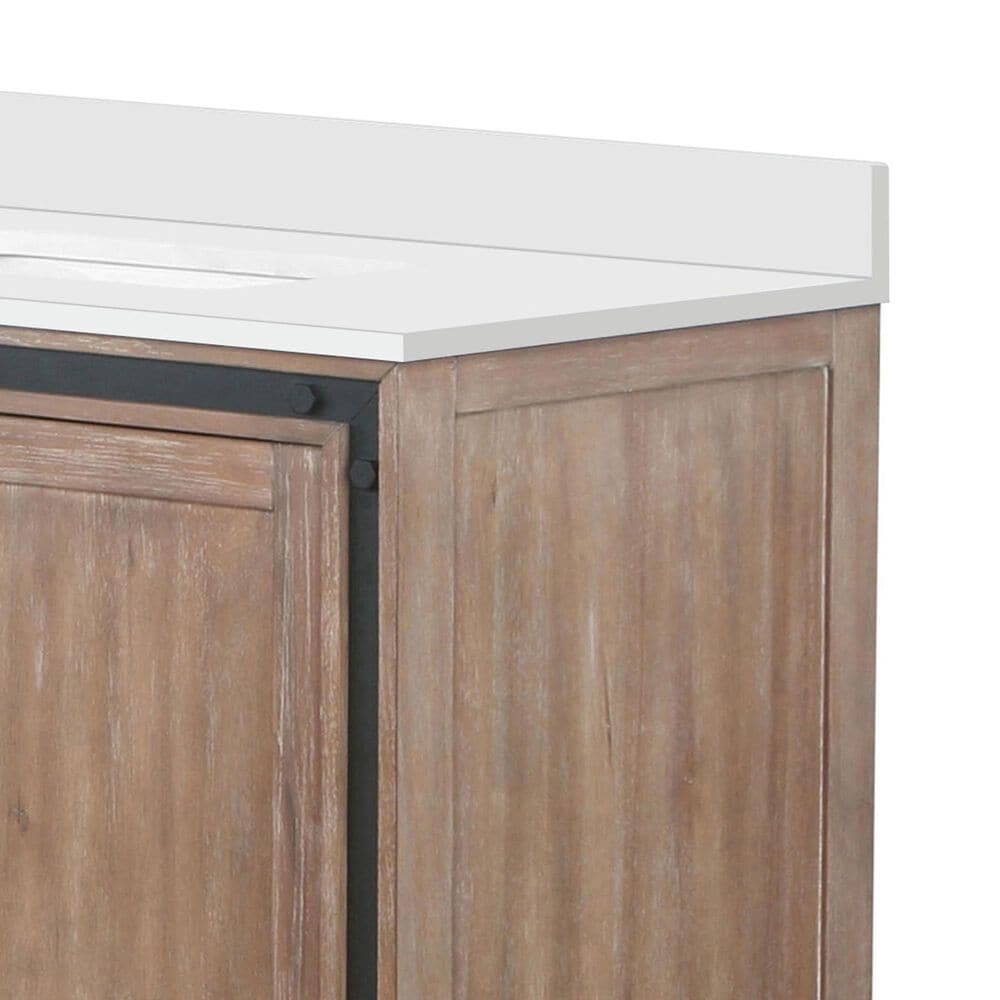 Lexora Home Ziva 84&quot; Double Bathroom Vanity in Rustic Barnwood with 2 cm White Quartz Top and Rectangular Sinks, , large