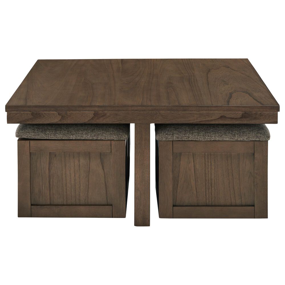 Ashley Cocktail Table with 4 Stools in Brown, , large