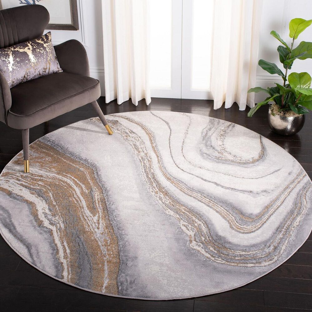 Safavieh Orchard  5&#39; Round Grey and Gold Area Rug, , large