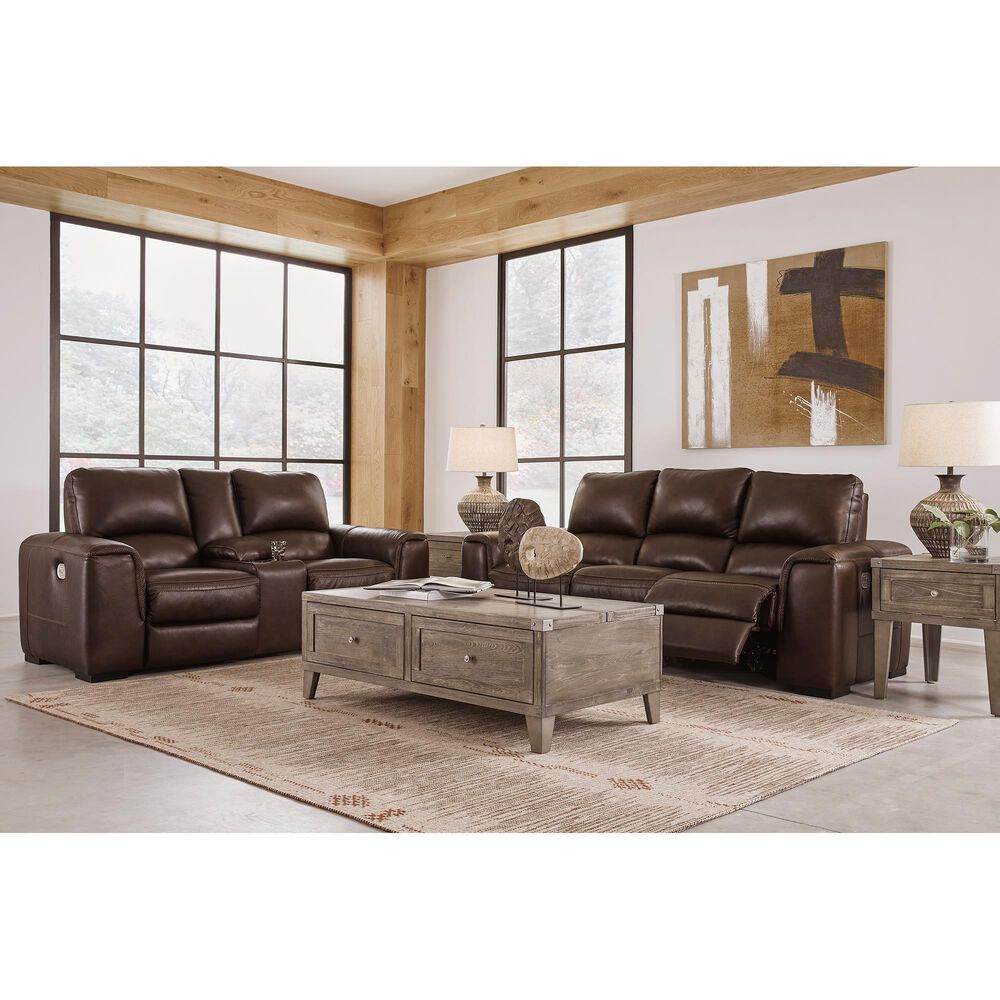 Ashley Alessandro Power Reclining Console Loveseat in Walnut, , large