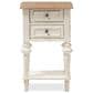 Baxton Studio Marquetterie 2-Drawer Nightstand in Weathered Oak and Distressed White Wash, , large