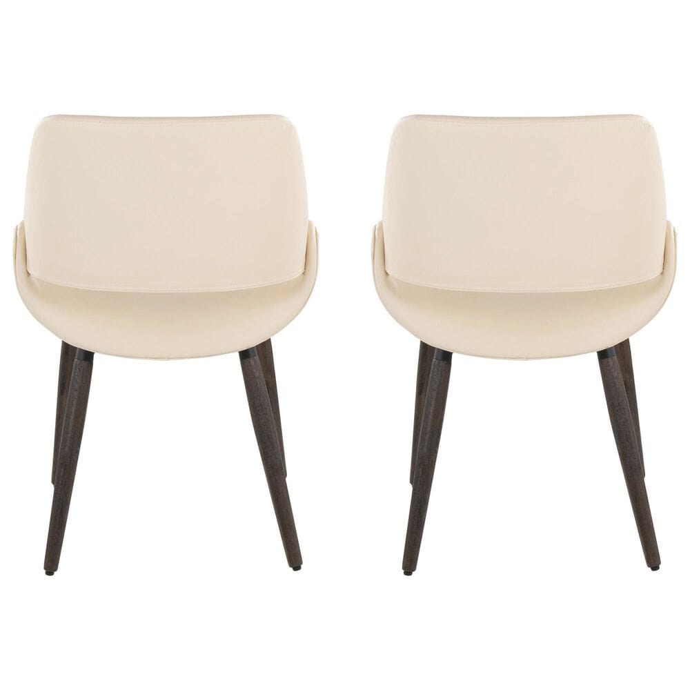 LumiSource Fabrico Side Chair with Cream Faux Leather Cushion in Dark Walnut (Set of 2), , large