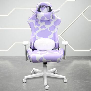 Rta Products Llc Cow Gaming Chair in Purple and White, , large