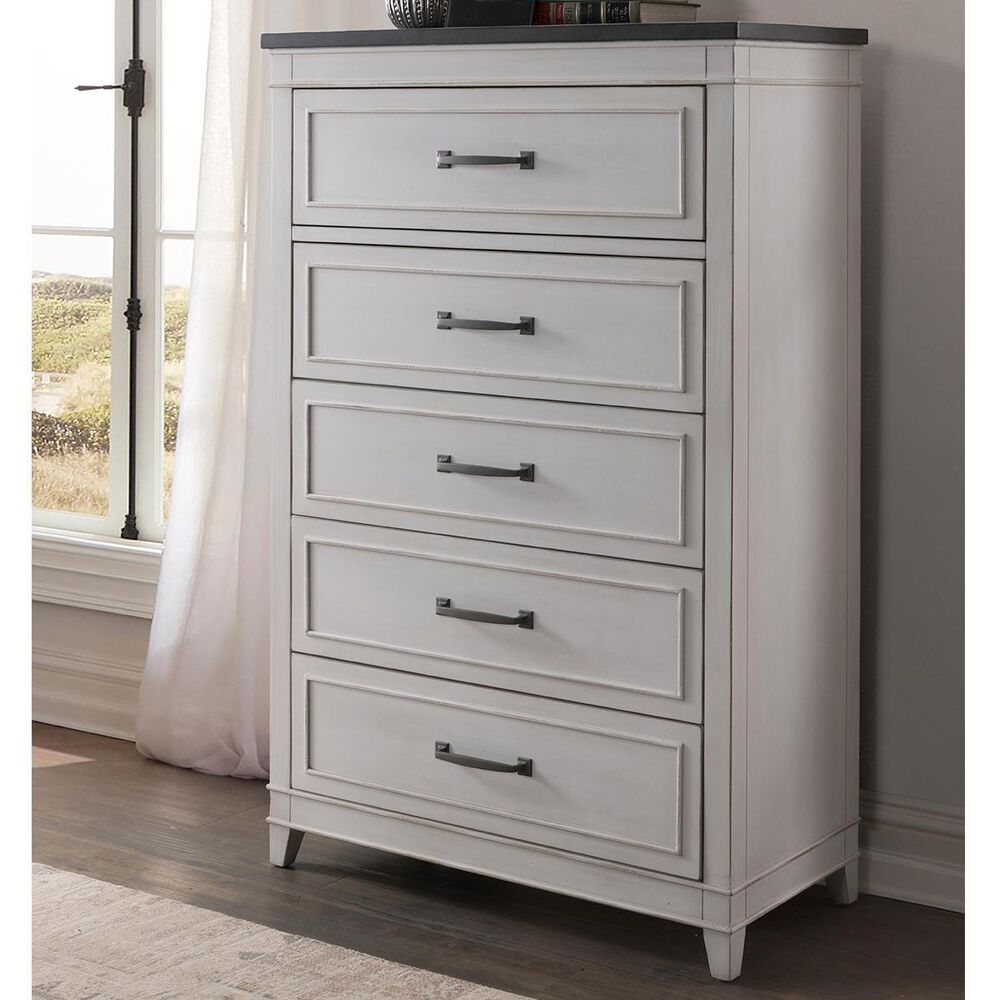 Martin Svensson Home Del Mar 5 Drawer Chest in White and Grey, , large