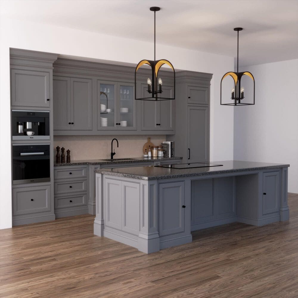 Hunter Dukestown 15" 4-Light Lantern Pendant in Natural Iron and Gold Leaf, , large