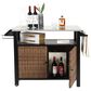 Hearth and Haven 2-Door Outdoor Bar Cart with Stainless Steel Top in Brown and Black, , large