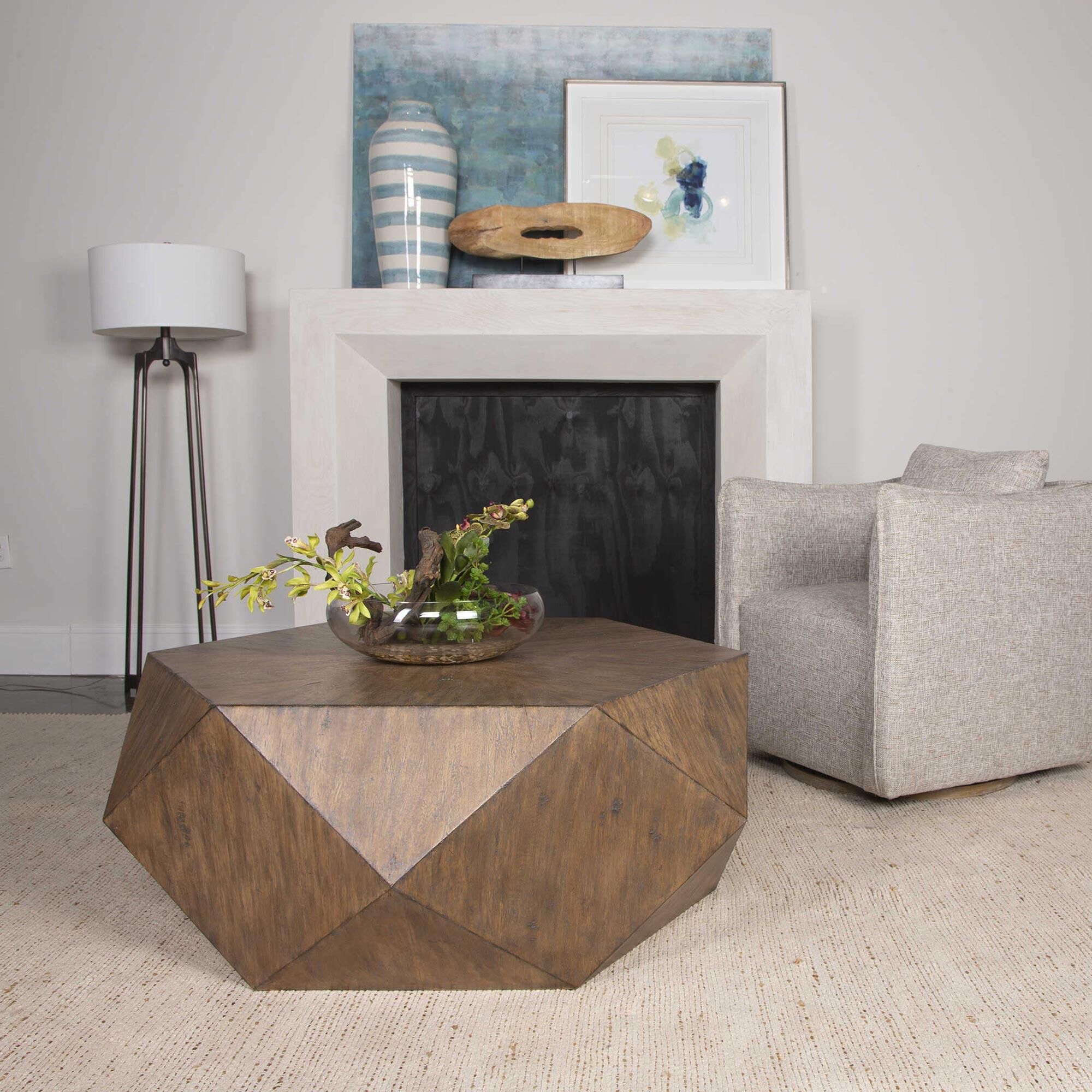 Burnished wood store coffee table