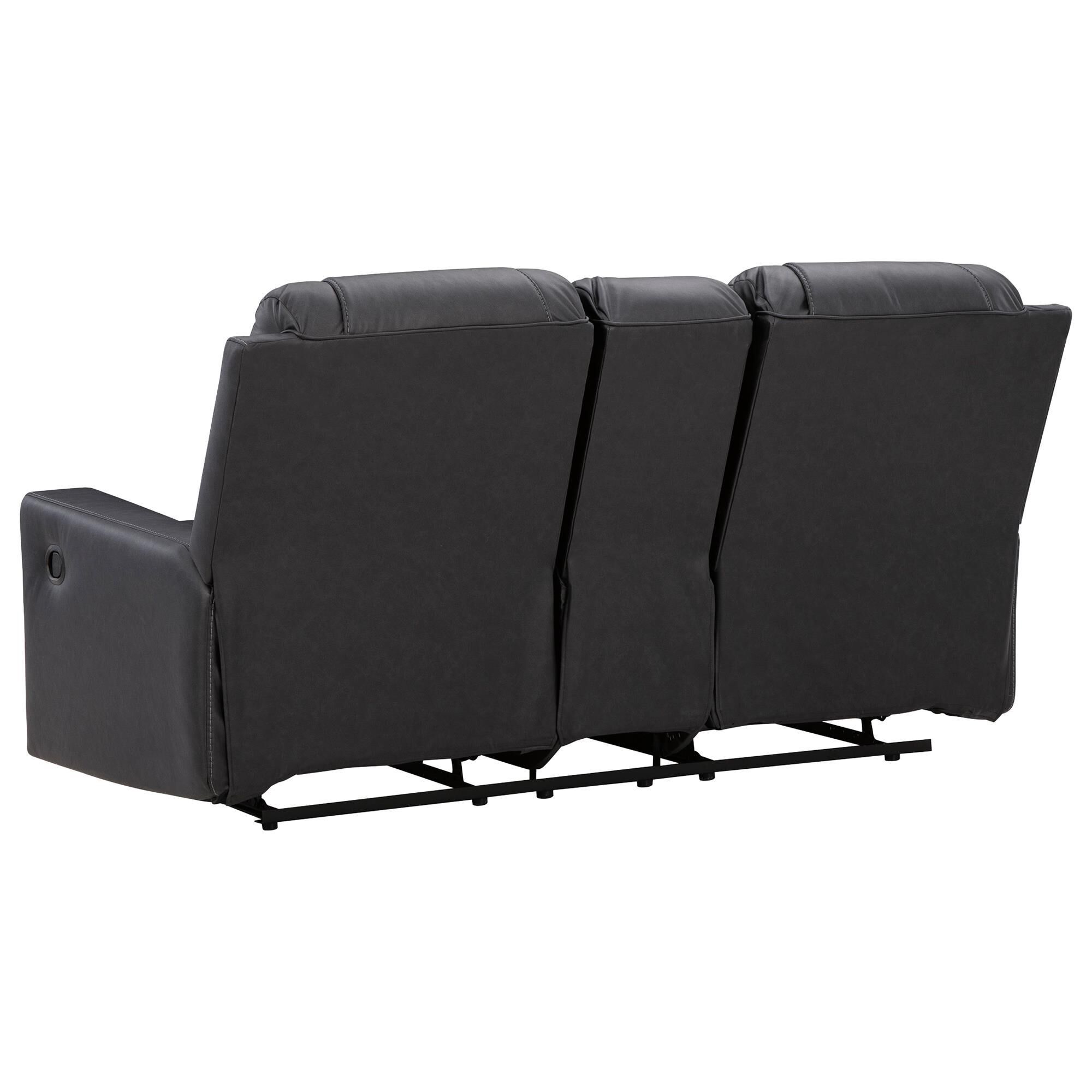 Ashley Mackmenville Manual Double Reclining Console Loveseat in Carbon