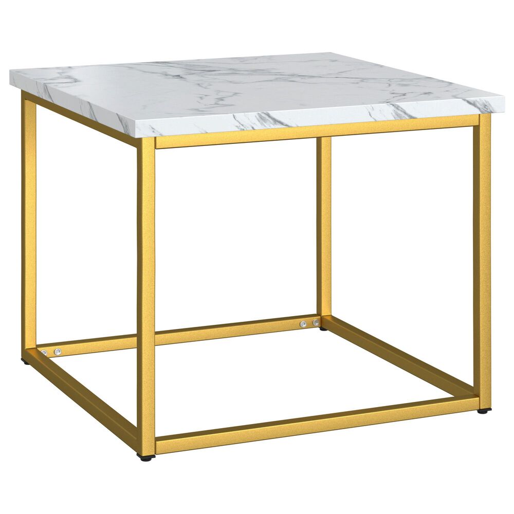 Golden Wave Furniture Driscoll End Table in Gray, White and Gold, , large
