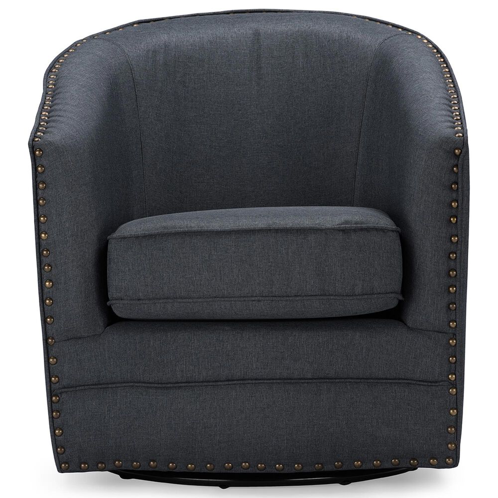 Baxton Studio Porter Swivel Chair in Grey, , large