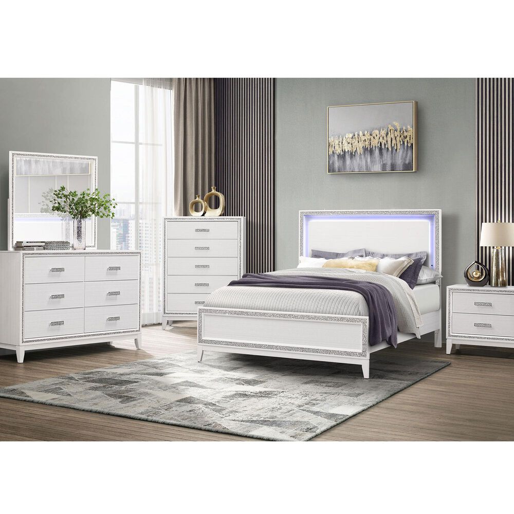 Global Furniture USA Lily 2-Drawer Nightstand in White and Glitter, , large