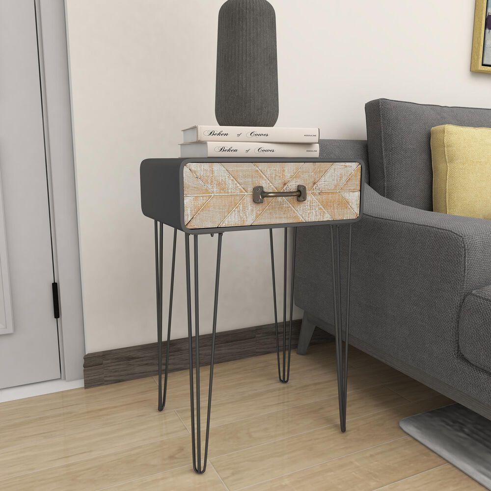 Uma Enterprises Modern Accent Table in Black, Brown and Gray, , large