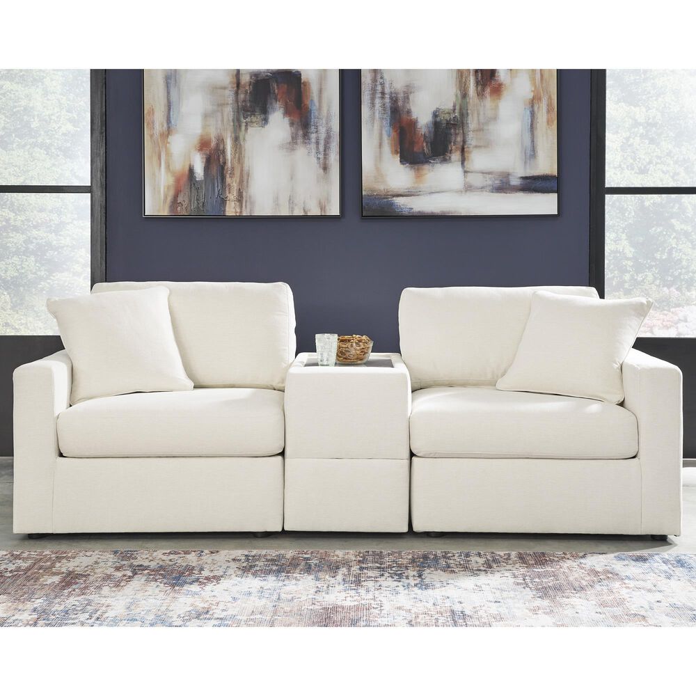 Ashley Modmax 3-Piece Stationary Loveseat with Storage Console in Oyster, , large