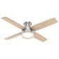 Hunter Dempsey Low Profile 52" Ceiling Fan with Light Gray Oak Blades in Brushed Nickel, , large