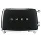 SMEG 2-Slice Retro Style Toaster in Black and Stainless Steel, , large