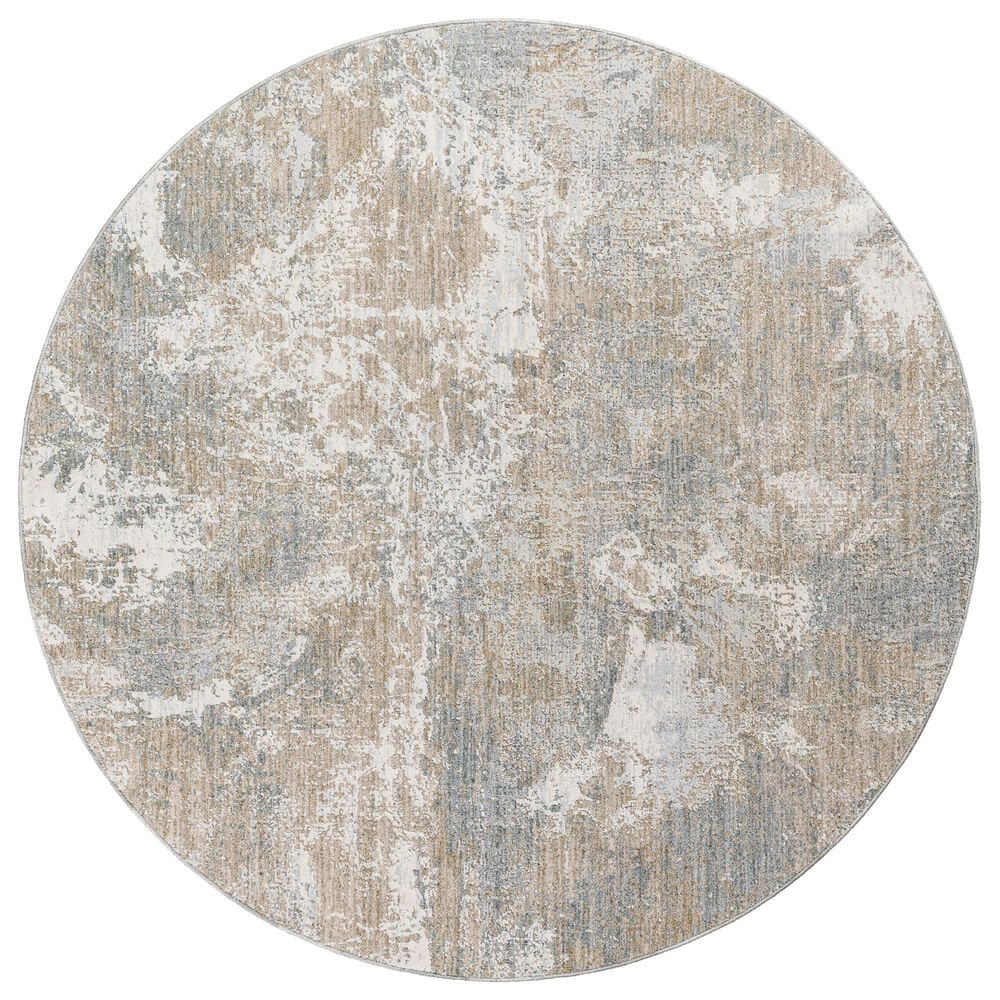 Surya Brunswick Taupe, Blue, Light Slate, Cream, Gray and Olive 5"3" Round Area Rug, , large