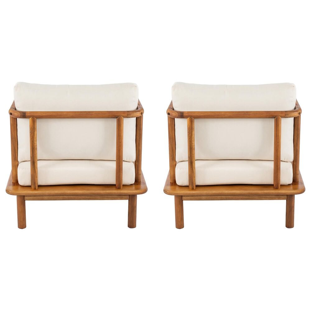 Hearth and Haven Canape Outdoor Club Chair with Curved Arms and Cushions in Cream (Set of 2), , large