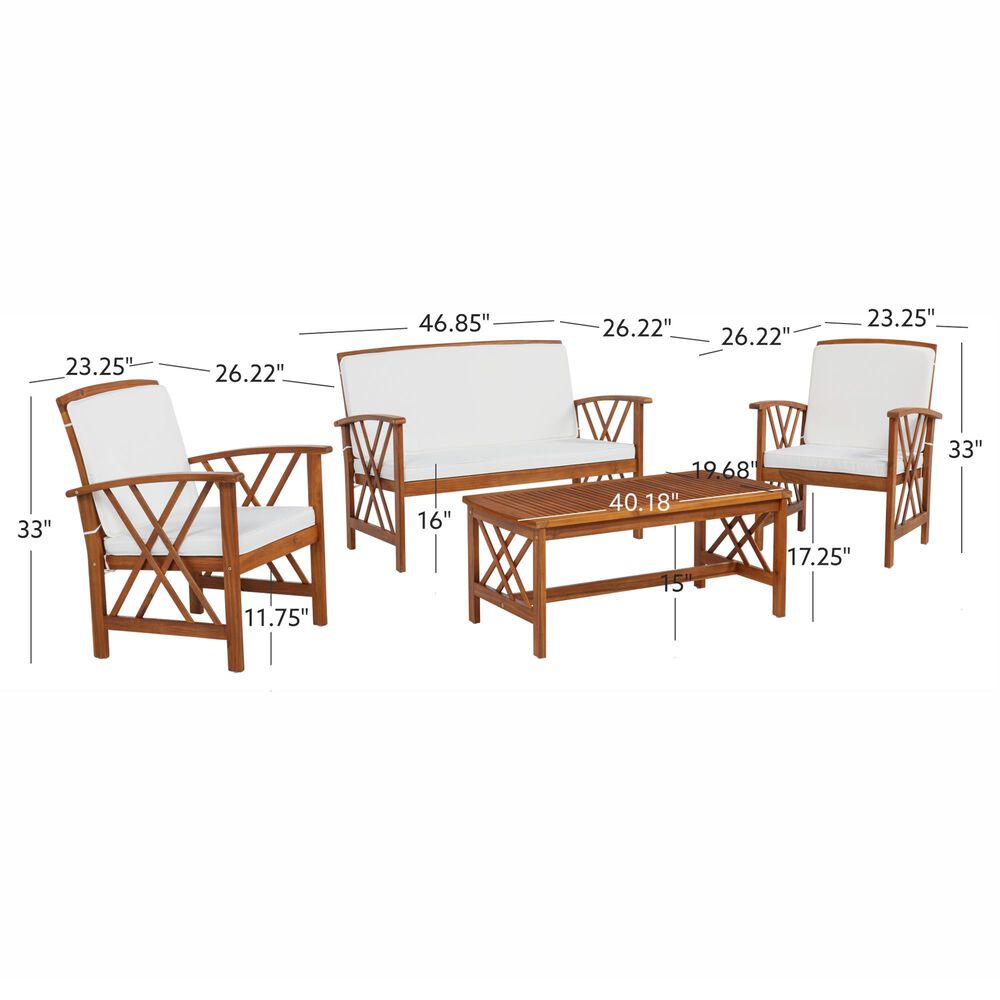 Linon Home Decor Jubil 4-Piece Outdoor Conversation Set in Brown, , large