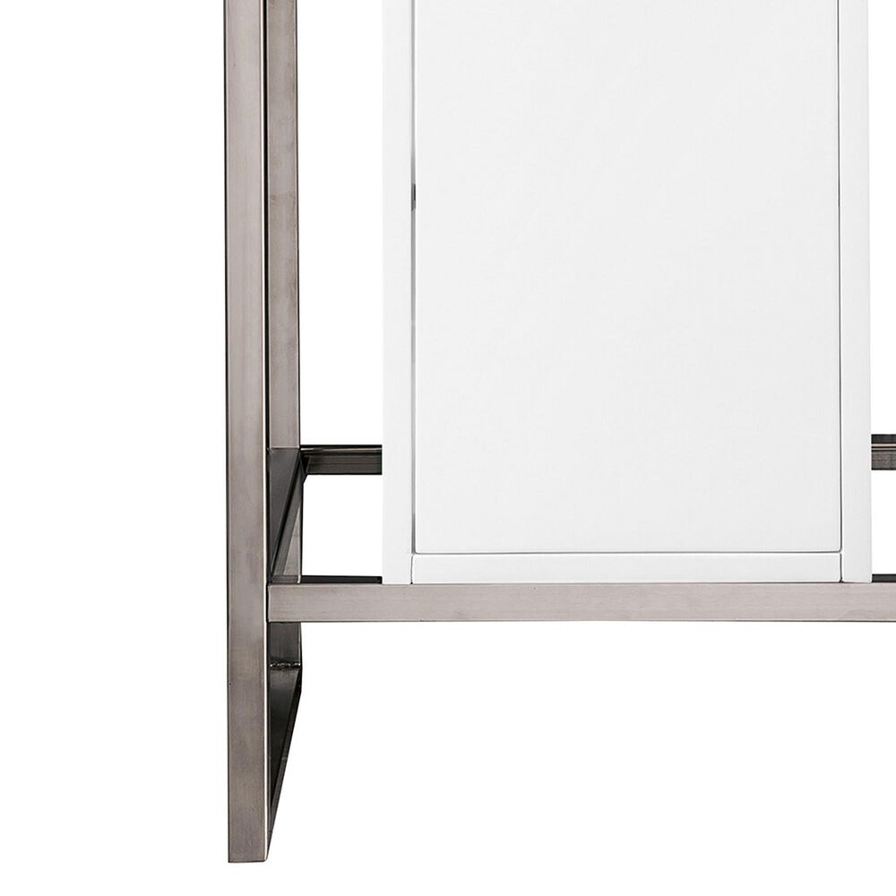 James Martin Vanities Boston 20&quot; Single White Door Bathroom Vanity in Brushed Nickel with 3 cm White Glossy Resin Countertop and Rectangular Sink, , large
