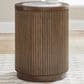 Ashley Hadonna Round End Table in Light Brown, , large