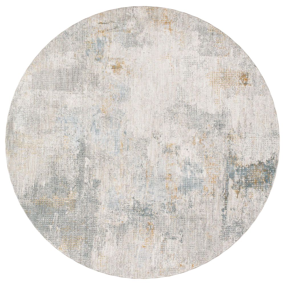 Surya Dresden DRE-2321 Medium Gray, Gray, White, Denim, Mustard and Light Slate 7"10" Round Area Rug, , large