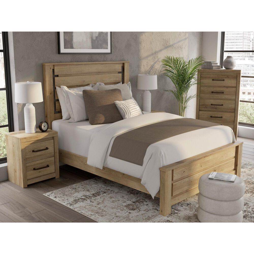 Ashley Brozmont Queen Panel Platform Bed in Natural Brown, , large