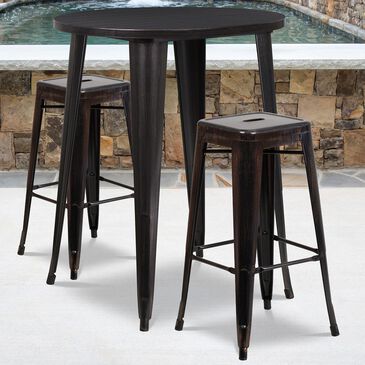 Flash Furniture 3-Piece Metal Bar Table Set in Gold, , large