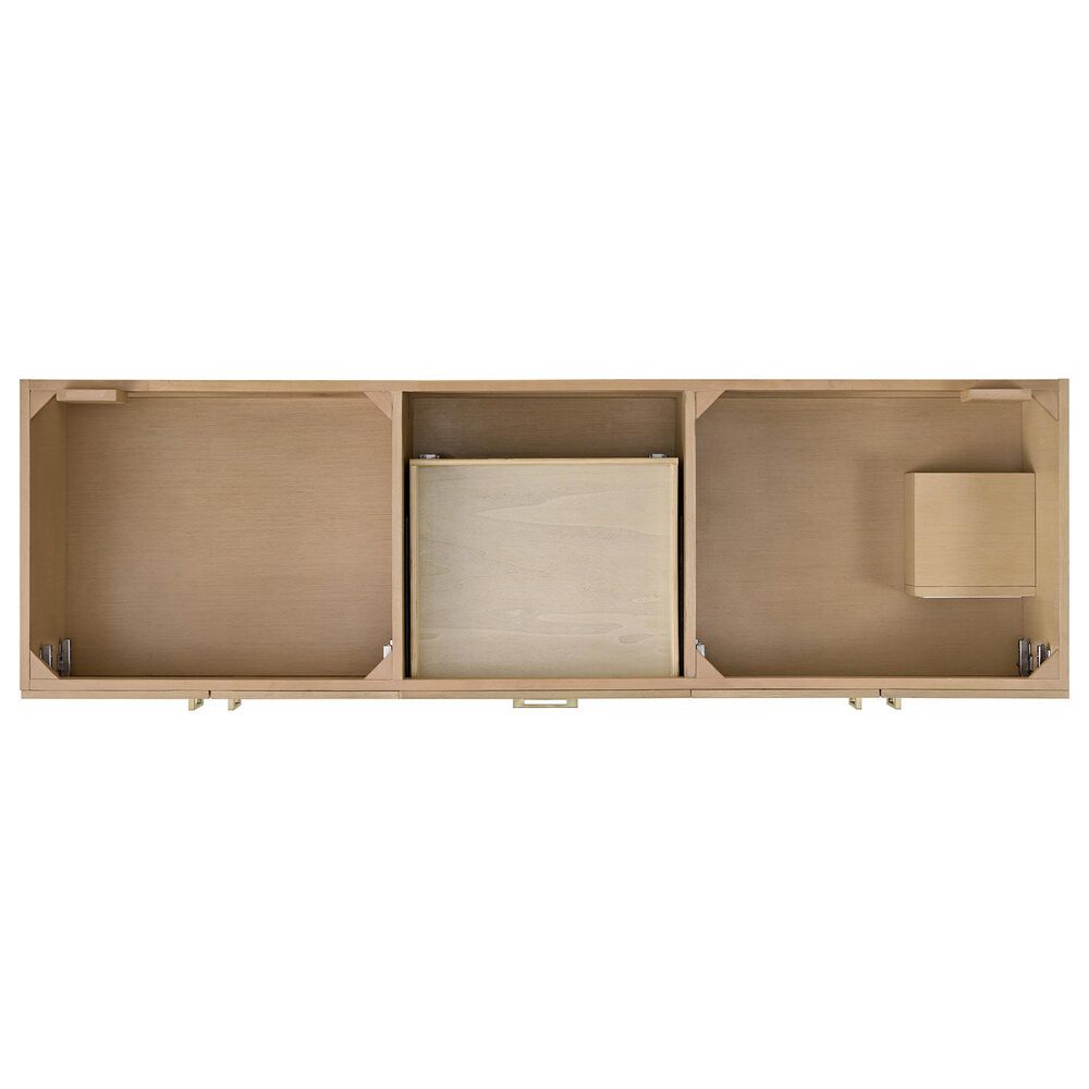 37B Mauri 72" Double Bathroom Vanity with Metal Base in Warm Oak with High-Profile 4" White Composite Stone Top, , large